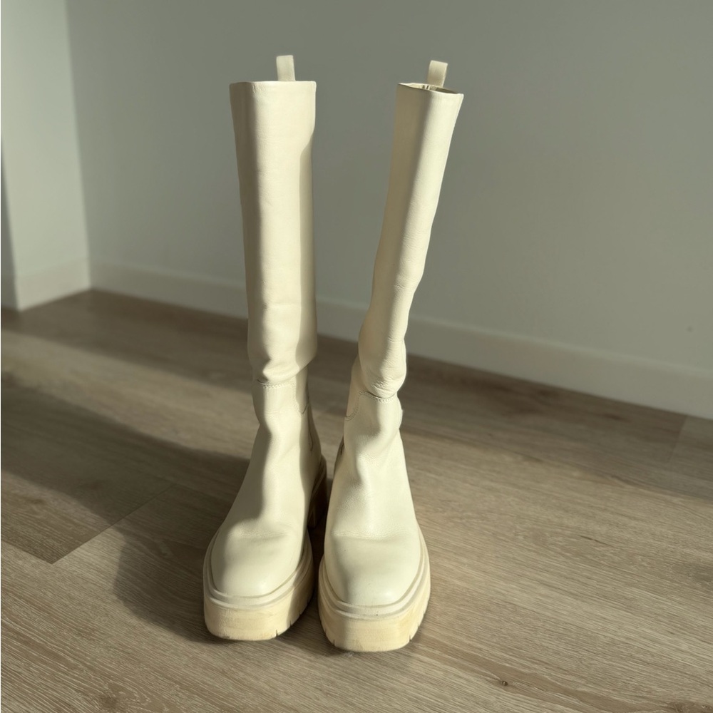 Sam Edelman Cream Knee High Boots